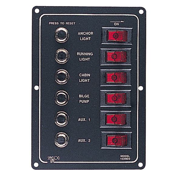 Sea-Dog Aluminum Circuit Breaker Panel - 6 Circuit - Fishing Monsters