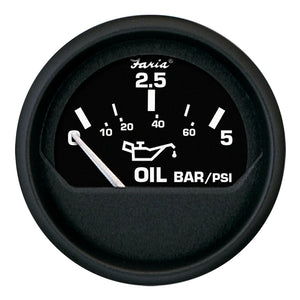 Faria Euro Black 2" Oil Pressure Gauge - Metric (5 Bar) - Fishing Monsters