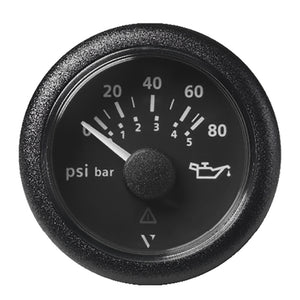 Veratron 52MM (2-1/16") ViewLine Oil Pressure Gauge 80 PSI/5 Bar - Black Dial & Round Bezel - Fishing Monsters