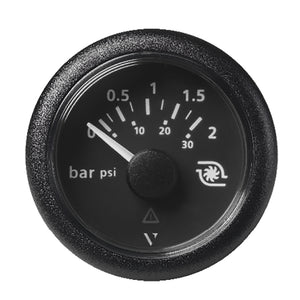 Veratron 52MM (2-1/16") ViewLine Boost Pressure Gauge 2 Bar/30 PSI - Black Dial & Round Bezel - Fishing Monsters