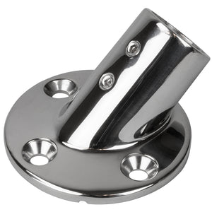 Sea-Dog Rail Base Fitting 2-3/4" Round Base 45° 316 Stainless Steel - 1" OD - Fishing Monsters