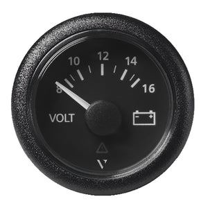 Veratron 52 MM (2-1/16") ViewLine Voltmeter - 8 to16V - Black Dial & Bezel - Fishing Monsters