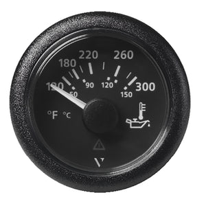 Veratron 52MM (2-1/16") ViewLine Oil Temperature Gauge 120-300°F - Black Dial & Bezel - Fishing Monsters