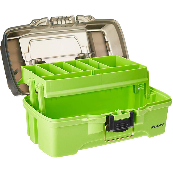 Plano 1-Tray Tackle Box w/Dual Top Access - Smoke & Bright Green - Fishing Monsters