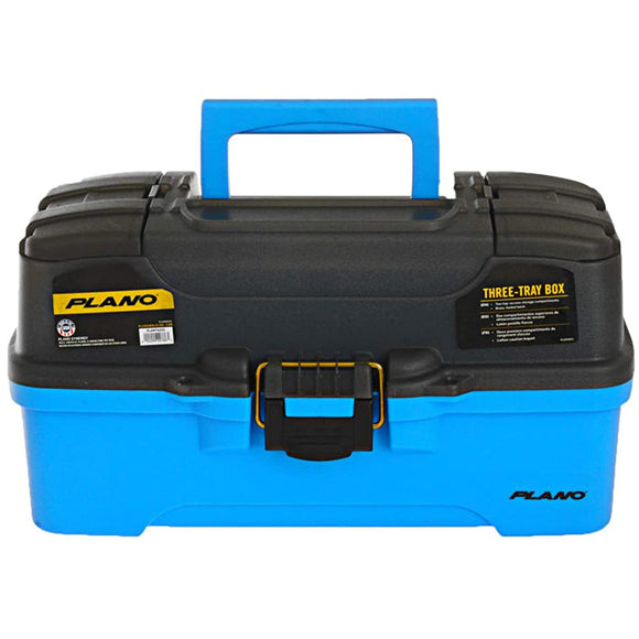 Plano 3-Tray Tackle Box w/Dual Top Access - Smoke & Bright Blue - Fishing Monsters