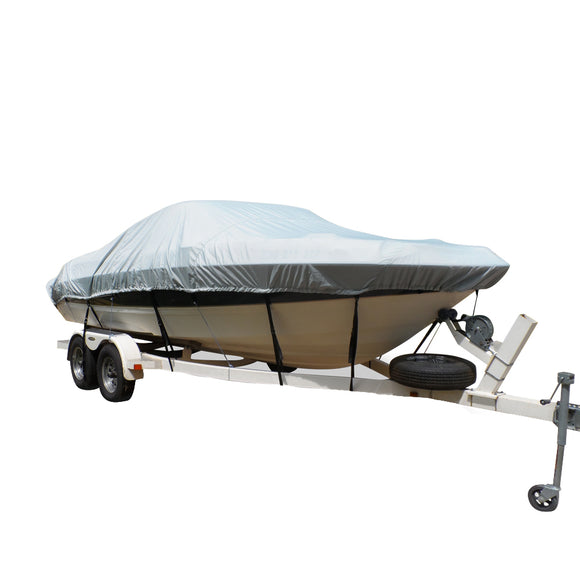 Carver Flex-Fit™ PRO Polyester Size 1 Boat Cover f/V-Hull Fishing Boats & Jon Boats - Grey - Fishing Monsters