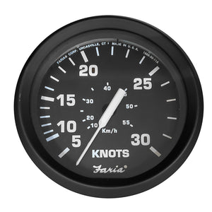 Faria Euro Black 4" Speedometer - 30 Knot (Pitot) - Fishing Monsters