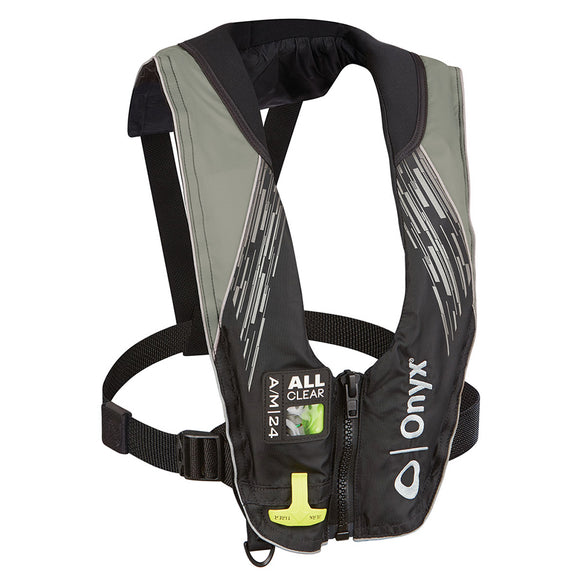 Onyx A/M-24 Series All Clear Automatic/Manual Inflatable Life Jacket - Grey - Adult - Fishing Monsters