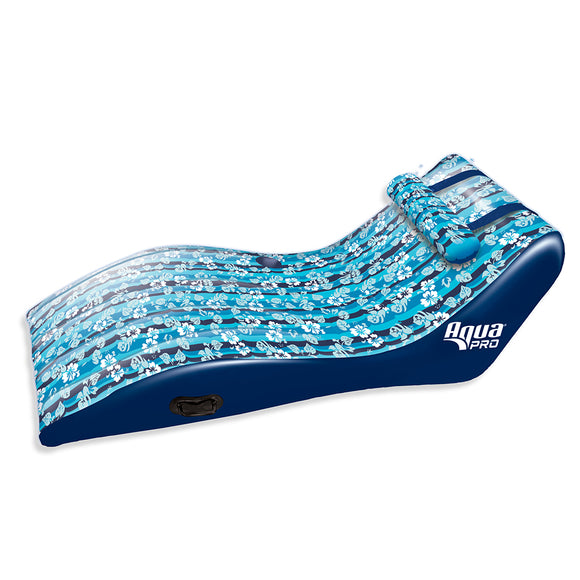 Aqua Leisure Ultra Cushioned Comfort Lounge Hawaiian Wave Print w/Adjustable Pillow - Fishing Monsters