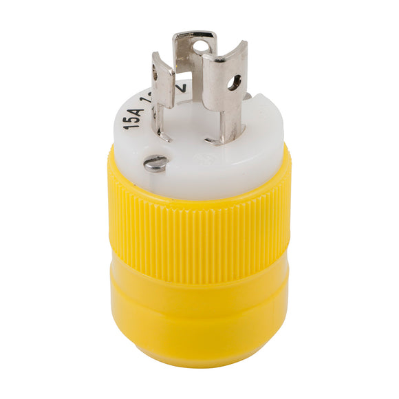 Marinco Locking Plug - 15A, 125V - Yellow - Fishing Monsters