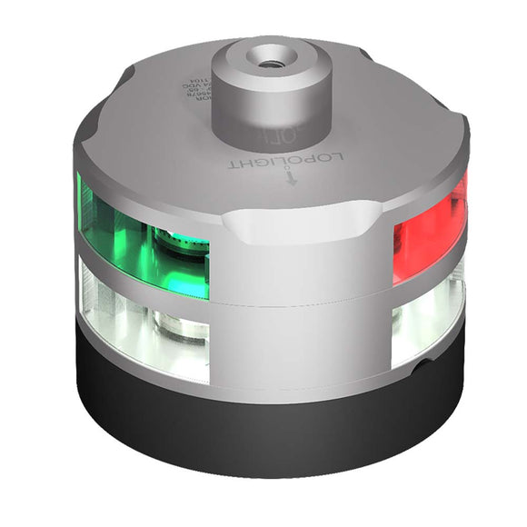 Lopolight Series 201-007 - Tri-Color Navigation/Anchor/Windex Light - 2NM - Horizontal Mount - Silver Housing - Fishing Monsters