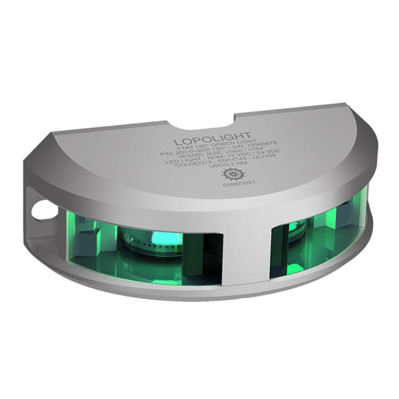 Lopolight Series 200-018 - Navigation Light - 2NM - Vertical Mount - Green - Silver Housing - Fishing Monsters