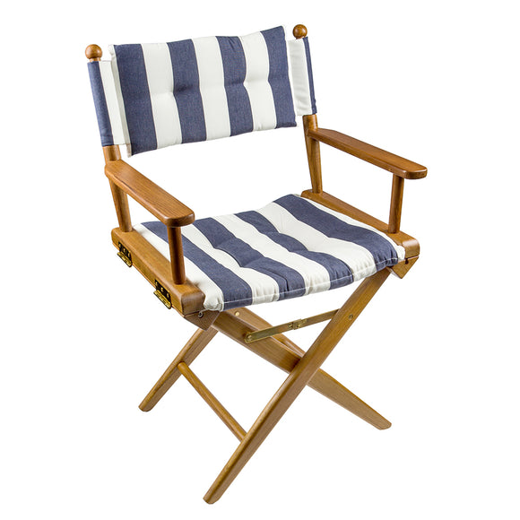 Whitecap Director's Chair w/Navy & White Cushion - Teak - Fishing Monsters