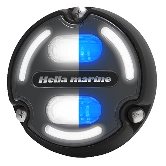 Hella Marine Apelo A2 Blue White Underwater Light - 3000 Lumens - Black Housing - Charcoal Lens w/Edge Light - Fishing Monsters