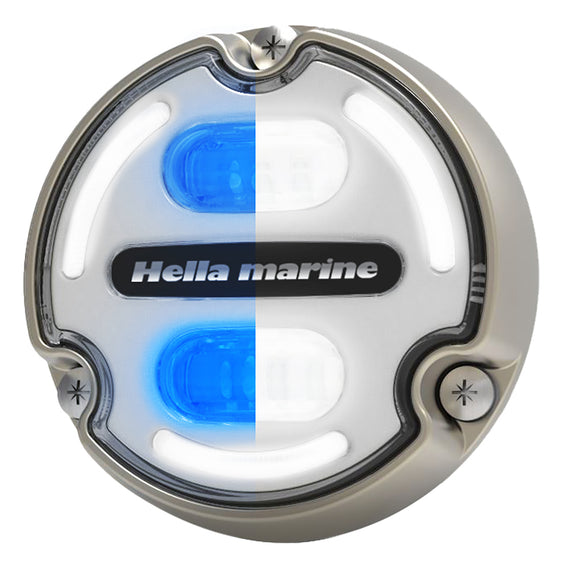 Hella Marine Apelo A2 Blue White Underwater Light - 3000 Lumens - Bronze Housing - White Lens w/Edge Light - Fishing Monsters