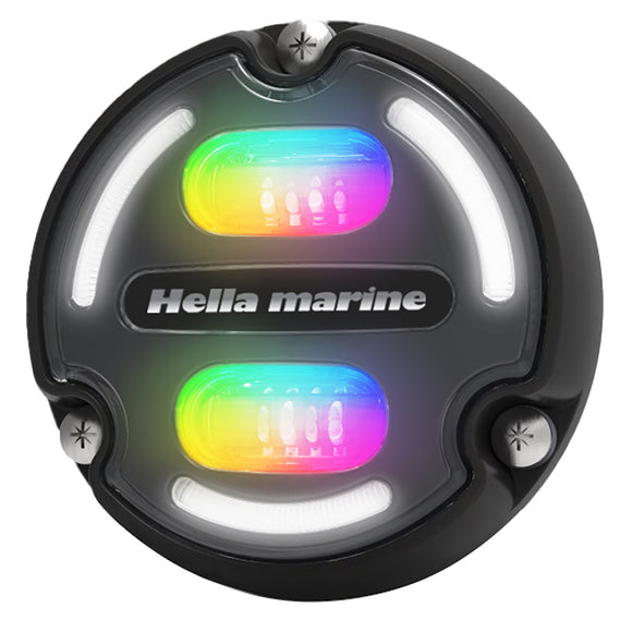 Hella Marine A2 RGB Underwater Light - 3000 Lumens - Black Housing - Charcoal Lens w/Edge Light - Fishing Monsters