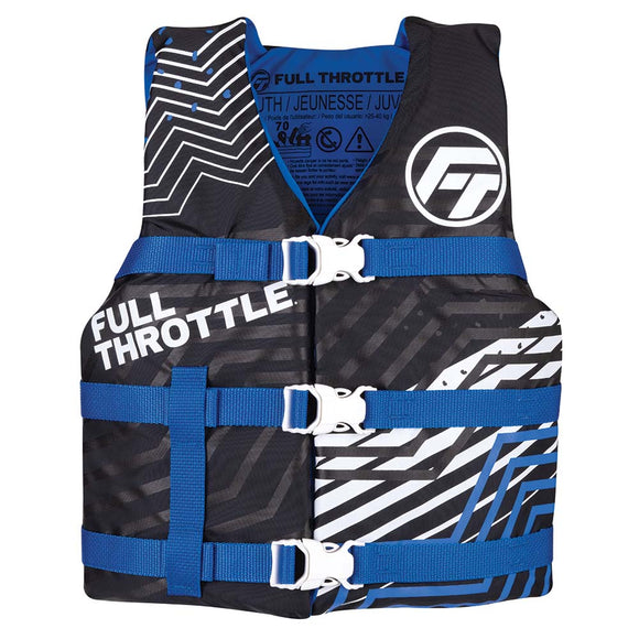 Full Throttle Youth Nylon Life Jacket - Blue/Black - Fishing Monsters