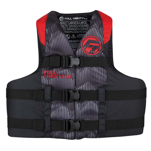 Full Throttle Adult Nylon Life Jacket - L/XL - Red/Black - Fishing Monsters