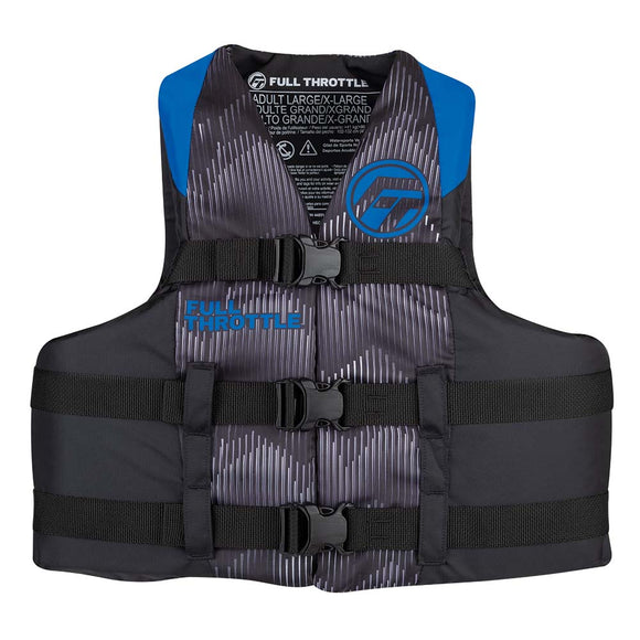 Full Throttle Adult Nylon Life Jacket - S/M - Blue/Black - Fishing Monsters