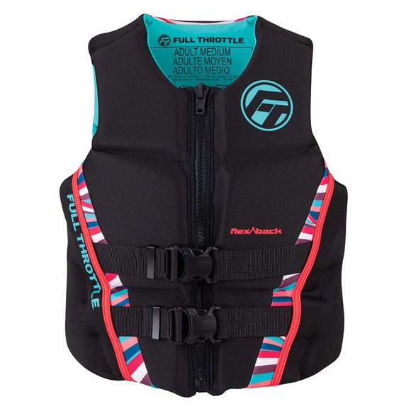 Full Throttle Women's Rapid-Dry Flex-Back Life Jacket - Women's XS - Pink/Black - Fishing Monsters