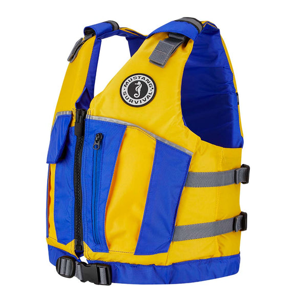 Mustang Youth Reflex Foam Vest - Yellow/Royal Blue - Fishing Monsters