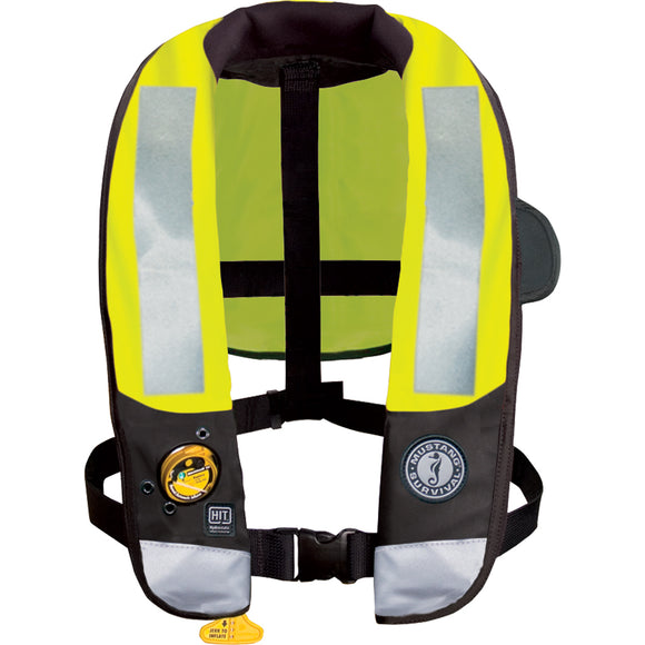 Mustang HIT High Visibility Inflatable PFD - Fluorescent Yellow/Green - Automatic/Manual - Fishing Monsters