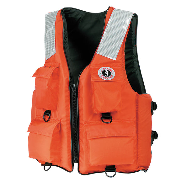 Mustang 4-Pocket Flotation Vest - Orange - Medium - Fishing Monsters