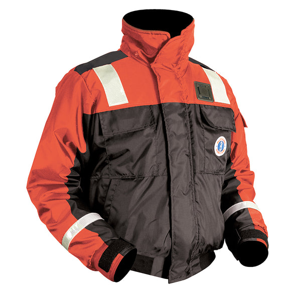 Mustang Classic Flotation Bomber Jacket w/Reflective Tape - Orange/Black - XL - Fishing Monsters