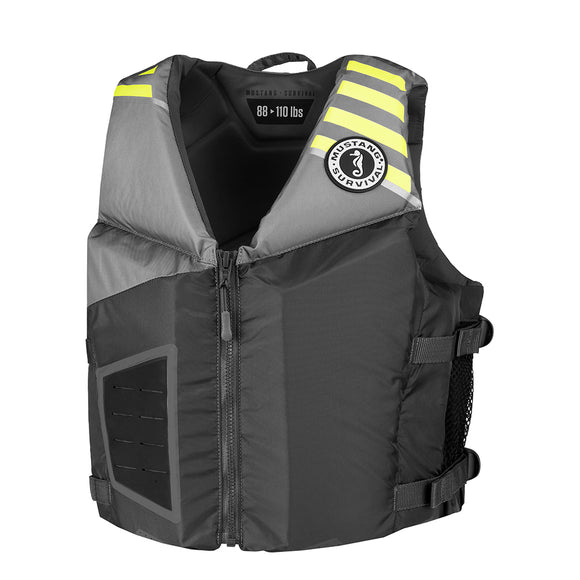 Mustang Young Adult REV Foam Vest - Grey/Light Grey/Fluorescent Yellow - Universal - Fishing Monsters