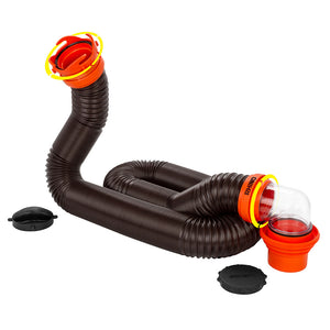 Camco RhinoFLEX 15' Sewer Hose Kit w/4 In 1 Elbow Caps - Fishing Monsters