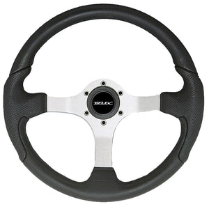 Uflex Nisida Steering Wheel 13.8" - Black Polyurethane Grip w/Black Aluminum Spokes - Fishing Monsters