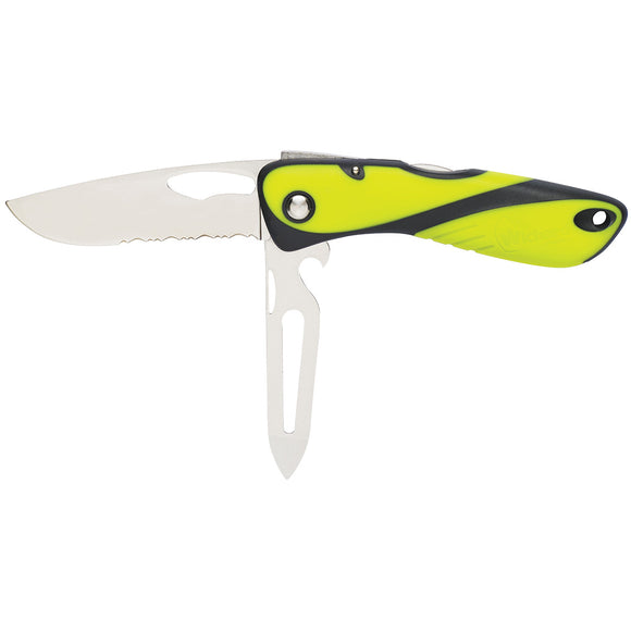 Wichard Offshore Knife - Serrated Blade - Shackler/Spike - Fluorescent - Fishing Monsters