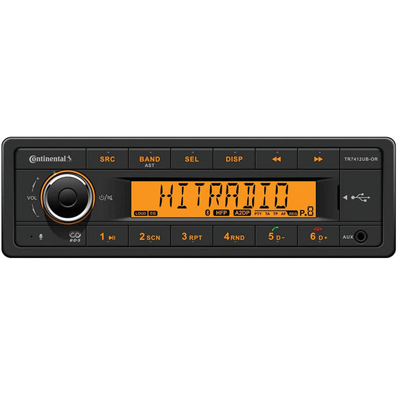 Continental Stereo w/AM/FM/BT/USB - Harness Included - 12V - Fishing Monsters