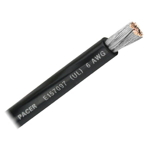 Pacer Black 6 AWG Battery Cable - Sold By The Foot - Fishing Monsters