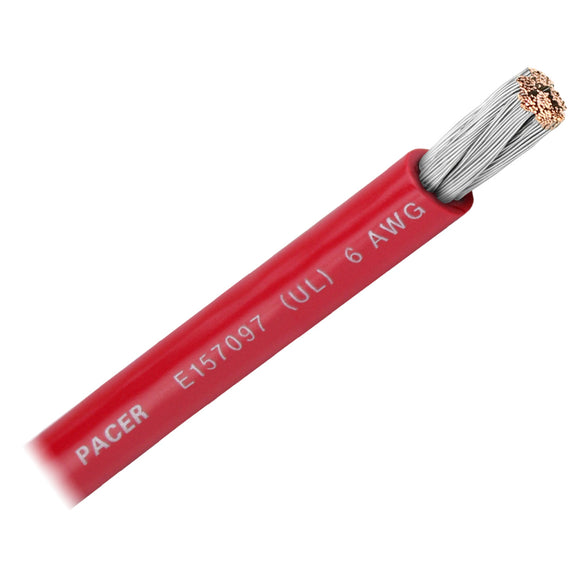 Pacer Red 6 AWG Battery Cable - Sold By The Foot - Fishing Monsters