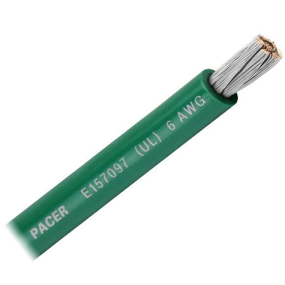 Pacer Green 6 AWG Battery Cable - Sold By The Foot