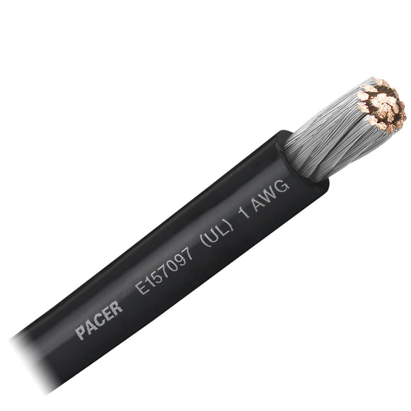 Pacer Black 1 AWG Battery Cable - Sold By The Foot - Fishing Monsters