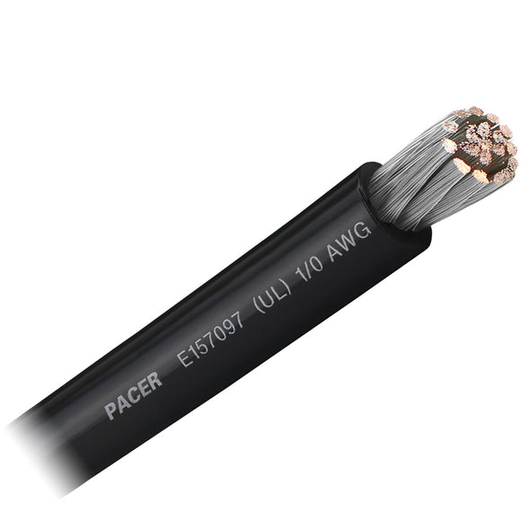 Pacer Black 1/0 AWG Battery Cable - Sold By The Foot - Fishing Monsters