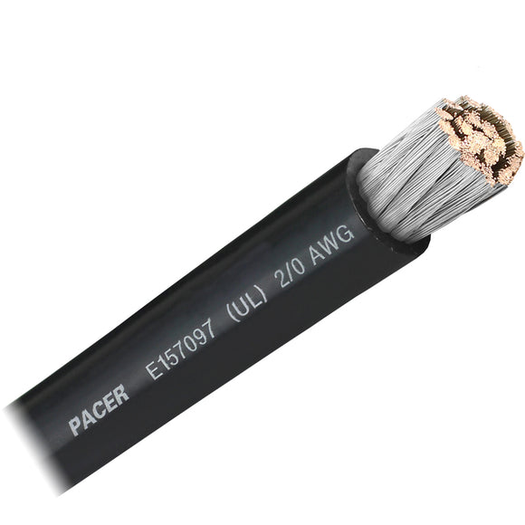 Pacer Black 2/0 AWG Battery Cable - Sold By The Foot - Fishing Monsters