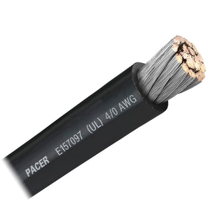 Pacer Black 4/0 AWG Battery Cable - Sold By The Foot - Fishing Monsters