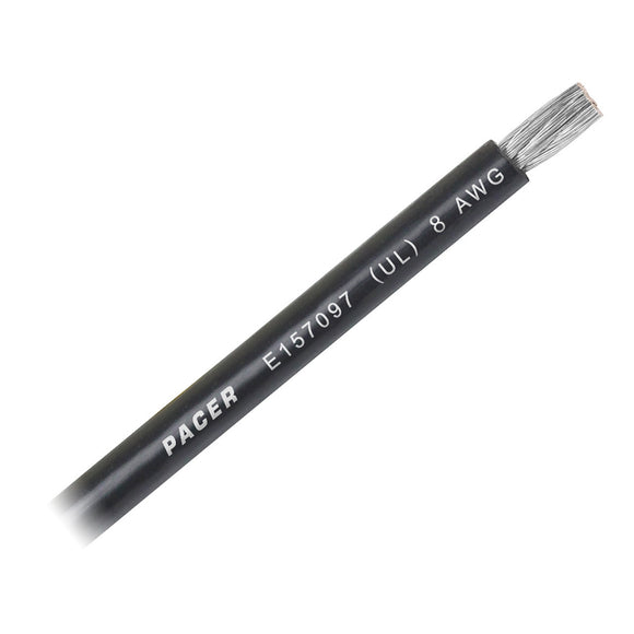 Pacer Black 8 AWG Battery Cable - Sold By The Foot - Fishing Monsters