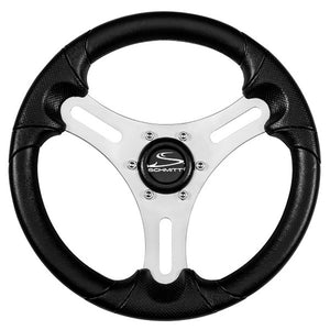 Schmitt Marine Torcello Lite 13" Wheel - Black Polyurethane Wheel w/Silver Spokes & Black Cap- 3/4" Tapered Shaft - Fishing Monsters