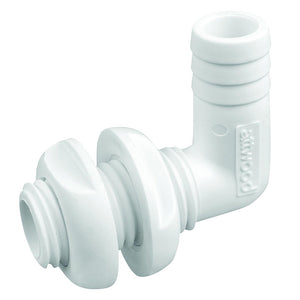 Attwood White Plastic 90 Degree Thru-Hull Connector - 3/4" Inner Diameter - Fishing Monsters