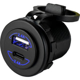 Sea-Dog Round Dual USB & USB-C Power Socket - Fishing Monsters