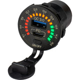 Sea-Dog Round Rainbow Voltmeter w/USB & USB-C Power Socket - Fishing Monsters