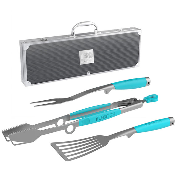 Toadfish Ultimate Grill Set + Case - Tongs, Spatula & Fork - Fishing Monsters