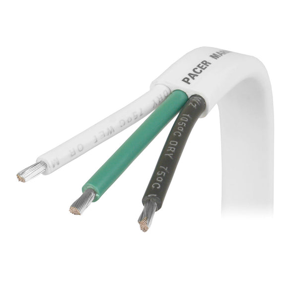 Pacer White Triplex Cable - 14/3 AWG - Black/Green/White - Sold by the Foot - Fishing Monsters